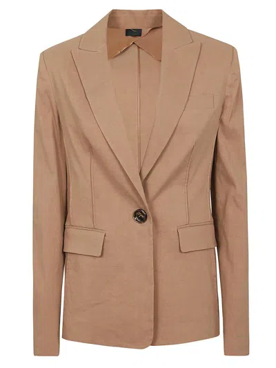 Pinko Single-breasted Tailored Blazer In Brown