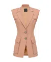 Pinko Single-breasted Twill Waistcoat In Nude