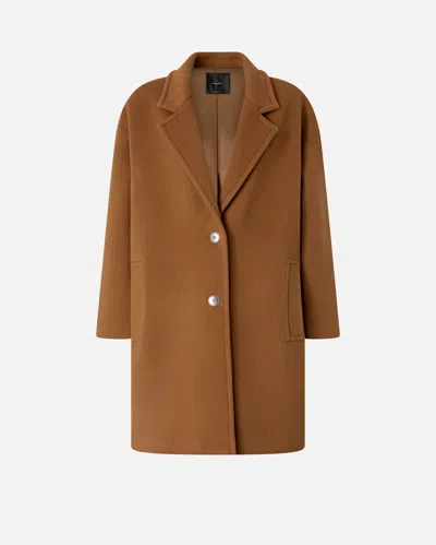 Pinko Single-breasted Wool-blend Cloth Coat In Brown