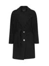 Pinko Single-breasted Wool Blend Coat In Black