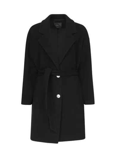 Pinko Single-breasted Wool Blend Coat In Black