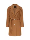 Pinko Single-breasted Wool Blend Coat In Brown