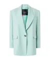 Pinko Green Solid Peak Lapel Blazer In Blue