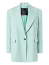Pinko Green Solid Peak Lapel Blazer In Green