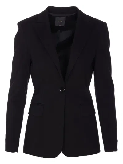 Pinko Single-button V-neck Jacket In Black