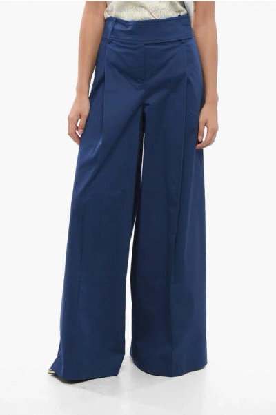 Pinko Single Pleated Palazzo Pants With Hidden Closure In Blue