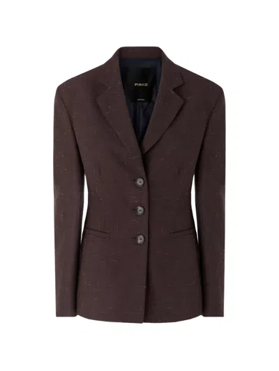 Pinko Single-breasted Blazer In Brown