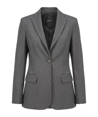 Pinko Peak-lapel Single-breasted Blazer In Gray