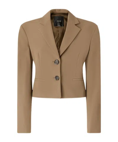 Pinko Single-breasted Cropped Blazer In Multi