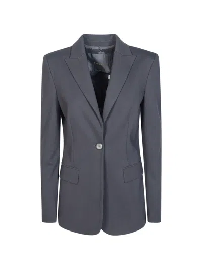 Pinko Single Breasted Silk Blend Tailored Jacket In Gray