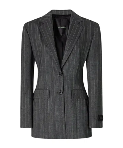 Pinko Single-breasted Striped Blazer In Gray