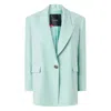 Pinko Green Solid Peak Lapel Blazer In Blue