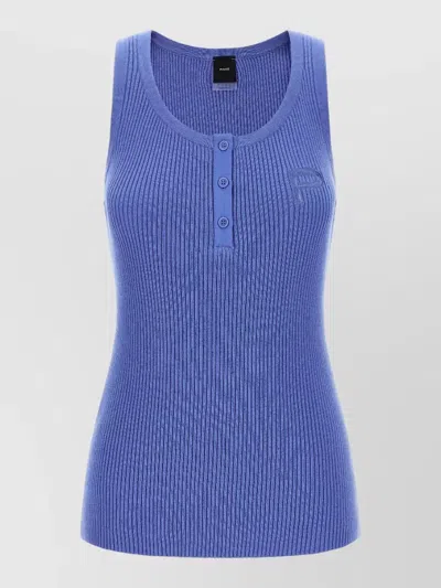 Pinko Sisma Ribbed Knit Tank Sleeveless Top In Blue