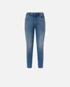 Pinko Skinny Ankle-length Jeans With Rhinestone Embroidery In Lavaggio Medio