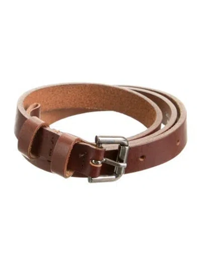 Pre-owned Pinko Skinny Leather Belt In Brown
