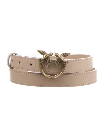 Pre-owned Pinko Skinny Leather Belt In Neutrals