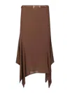 Pinko Asymmetrical Midi Skirt In Chestnut In Brown
