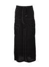Pinko Solid Color Gulp Cargo Skirt With Frontal Split And Visible In Black