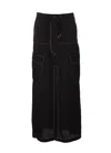 Pinko Solid Color Gulp Cargo Skirt With Frontal Split And Visible In Black