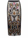 Pinko Long Skirt With Floral Print In Viscose In Beige