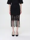 Pinko Skirt With Fringes In Black