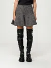 Pinko Textured Tweed Mini Skirt With Flared Ruffled Hem In Gray
