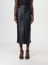 Pinko Black Belt Loops Long Skirt In Ecoleather Woman In Schwarz