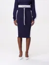 Pinko Jupe Crayon En Molleton Avec Bande Latérale In Blue
