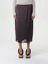 Pinko Lace Trimmed Midi Skirt In Braun