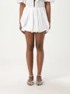 Pinko White Skirt With Pleated Details And Balloon Hem In Cotton Woman In White