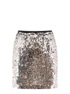 Pinko Sequin-embellished Mini Skirt In Silver