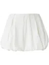 Pinko White Skirt With Pleated Details And Balloon Hem In Cotton Woman