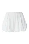 Pinko White Skirt With Pleated Details And Balloon Hem In Cotton Woman In White
