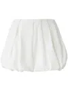 Pinko White Skirt With Pleated Details And Balloon Hem In Cotton Woman In White