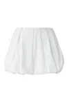 Pinko White Skirt With Pleated Details And Balloon Hem In Cotton Woman