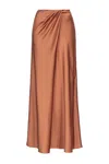 Pinko Draped Maxi Skirt In Viscose With Design In Brown