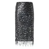 Pinko Pencil Skirt With Sequins And Crystals In Black