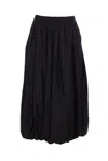 Pinko Elasticized Waist Midi Length Wide Skirt In Black