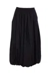 Pinko Elasticized Waist Midi Length Wide Skirt In Black