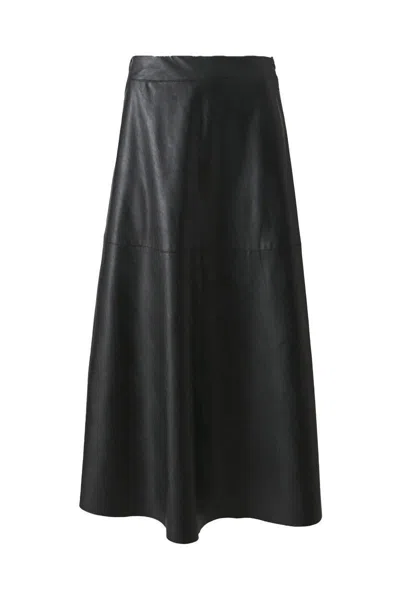 Pinko High-waisted A-line Skirt Seam Detailing In Black