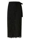 Pinko Midi Skirt With Delicate Lace Overlay In Black