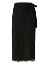 Pinko Midi Skirt With Delicate Lace Overlay In Black