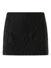 Pinko Rhinestone-embellished Fitted Skirt In Black