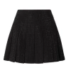 Pinko Flared Pleated Mini Skirt With Perforated Texture In Black