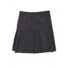 Pinko Flared Pleated Mini Skirt With Perforated Texture In Black