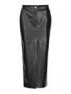 Pinko High Waist Metallic Finish Skirts With Back Slit In Black