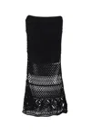 Pinko Black Long Skirt With Perforated Design And Floral Motif In Viscose Blend Woman In Black