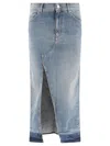 Pinko Blue Skirt With Split On The Front And Logo Patch On The Back