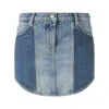 Pinko Mini-jupe En Denim À Mini Strass In Blue