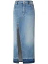 Pinko Blue Skirt With Split On The Front And Logo Patch On The Back In Blue
